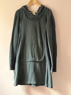 Prairie Underground Green organic cotton Hooded Sweatshirt Dress S M